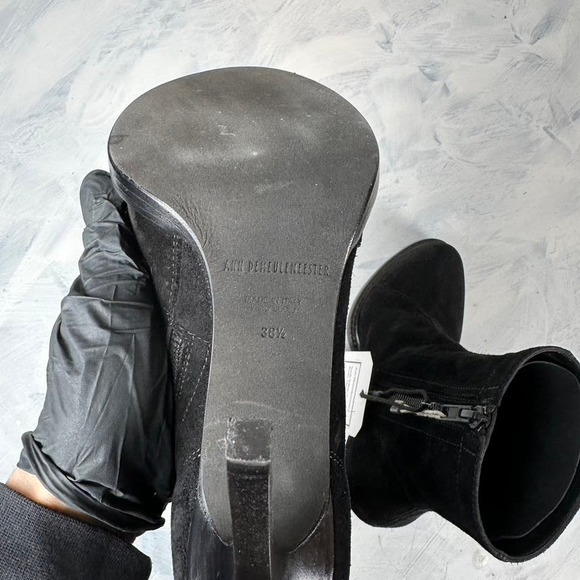 Suede Leather Boots/Heels Black Ann Demeulemeester - Picture 8 of 10